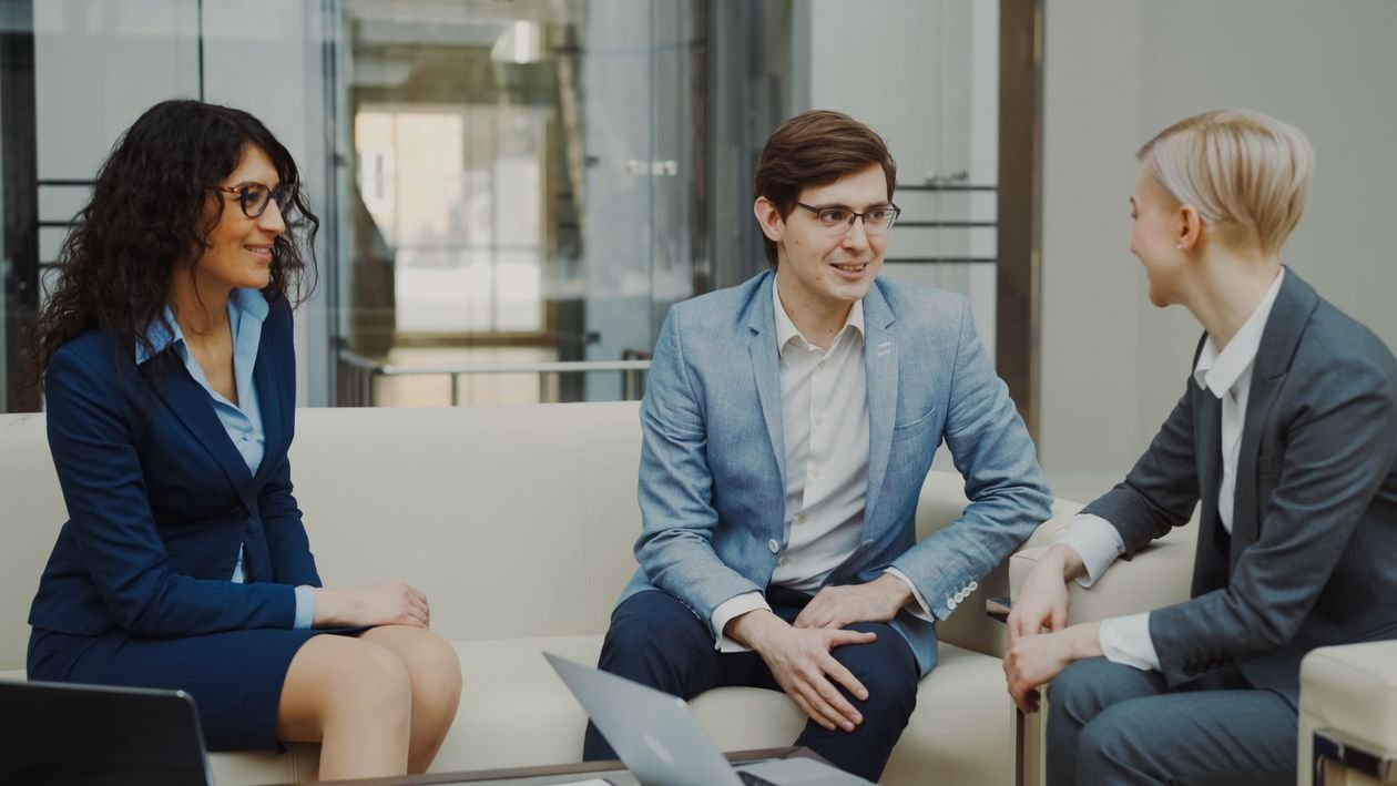 Professional business meeting in modern corporate office